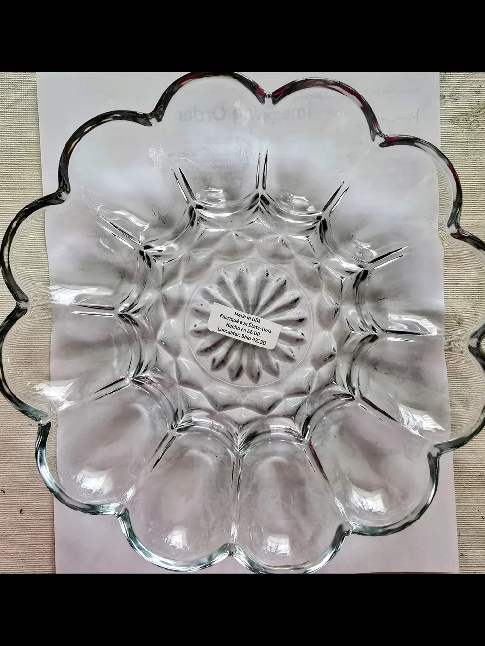 Clear Glass Scalloped Serving Bowl by
